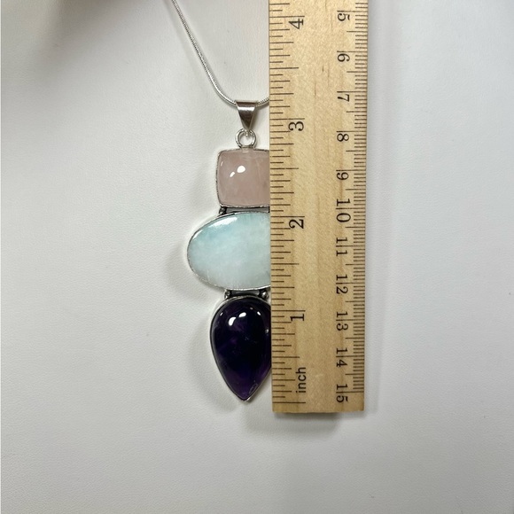 XL Hemimorphite Multi Stone 925 Gemstone Pendant - Picture 4 of 5